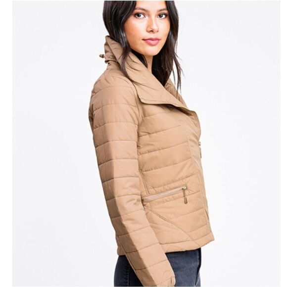 SALE Tan Lightweight Puffer Jacket Coat L XL - Picture 5 of 7